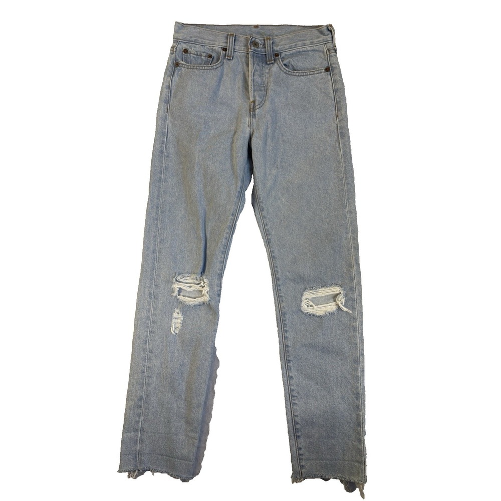 Levi's Women's 25 Light Wash 100% Cotton Ripped Button Fly Ankle Jeans‎ Classic